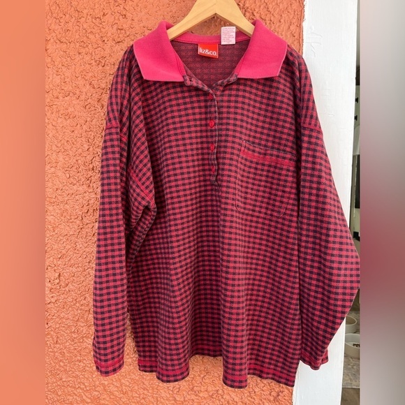 Gingham 1/4 Long Sleeve - Picture 1 of 4